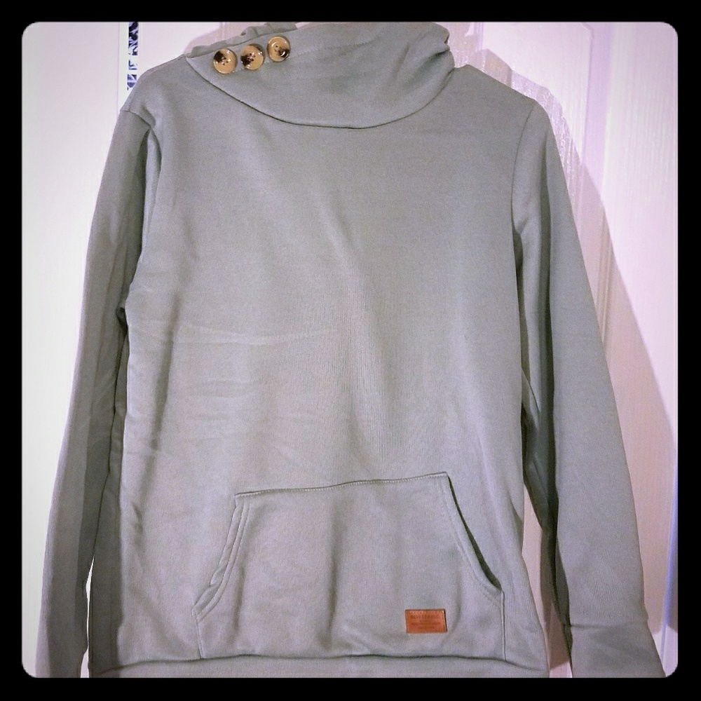 Seafoam mint colored hooded pullover